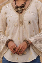 Boho Top with Embroidery | 100% Lawn Cotton