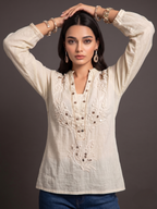 Boho Top with Embroidery | 100% Lawn Cotton